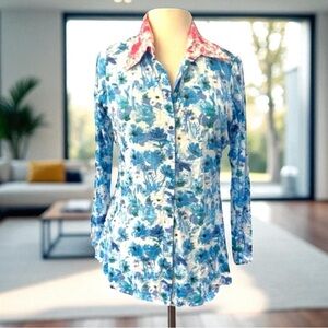 New! DAVID CLINE Crushed Floral Garden Shirt Size Medium